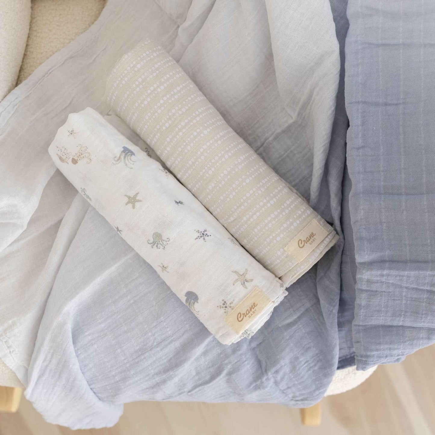 Crane Baby - Cove 3-pc. Swaddle Set (Sea Life)