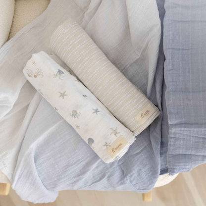 Crane Baby - Cove 3-pc. Swaddle Set (Sea Life)