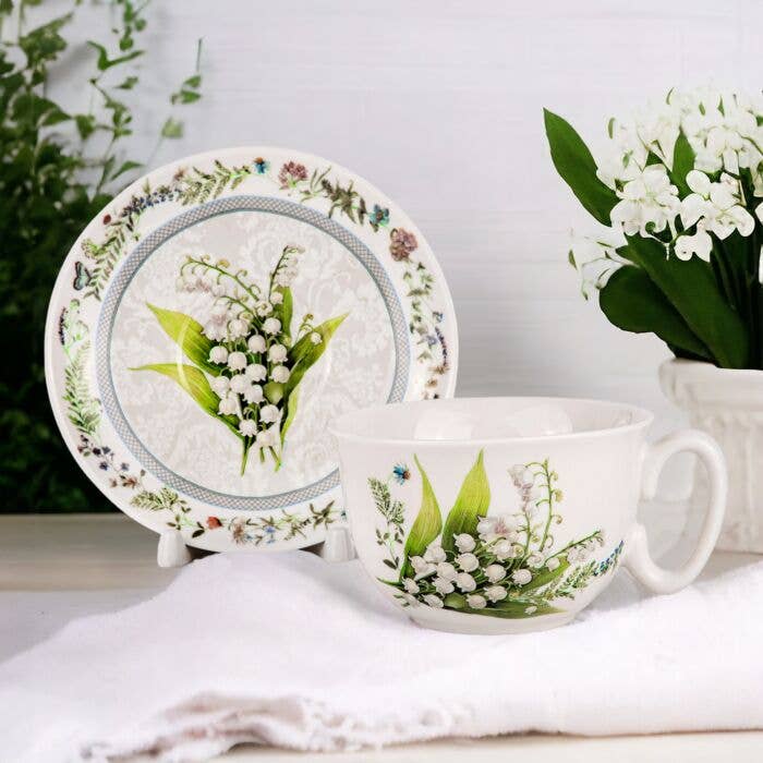 Lily Porcelain Tea/Coffee Cup and Saucer in Gift Box