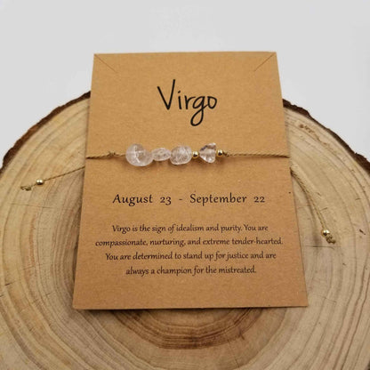 Natural Stone Handwoven Constellation Bracelet with Card: Leo