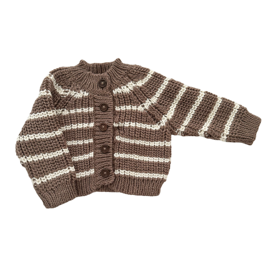 Rib Knit Stripe Cardigan, Tan | Baby & Kid Sweater