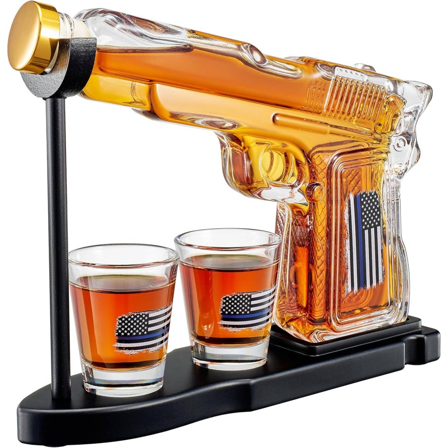 Police Flag Gifts for Men, Dad, Father Whiskey Decanter Set