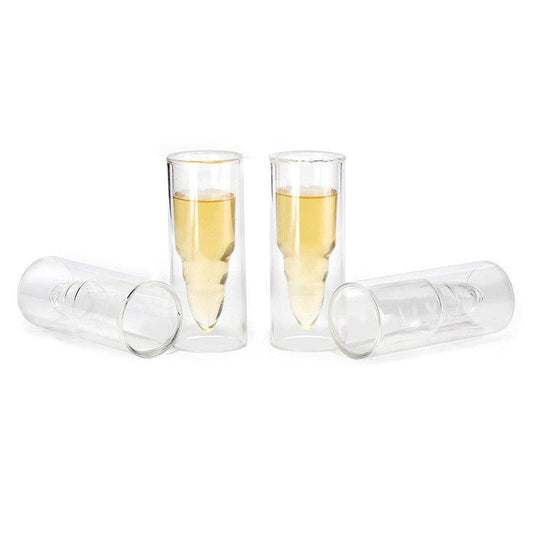 50 Caliber Shot Glasses Set - Set of 4 - Each holds 2 Ounces