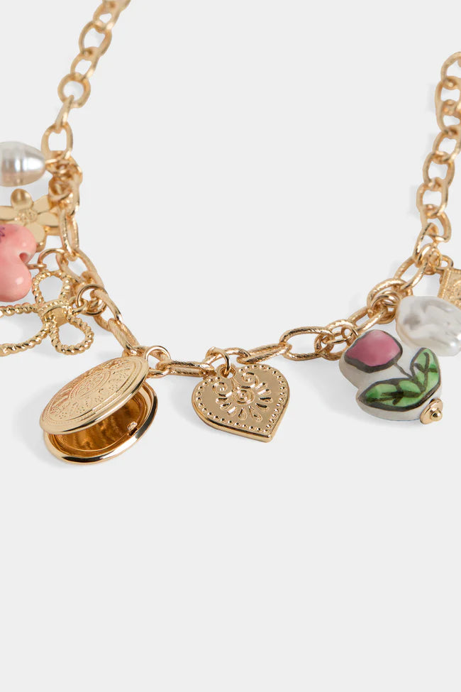 Charming Blossom Locket Necklace - Pink Tullip