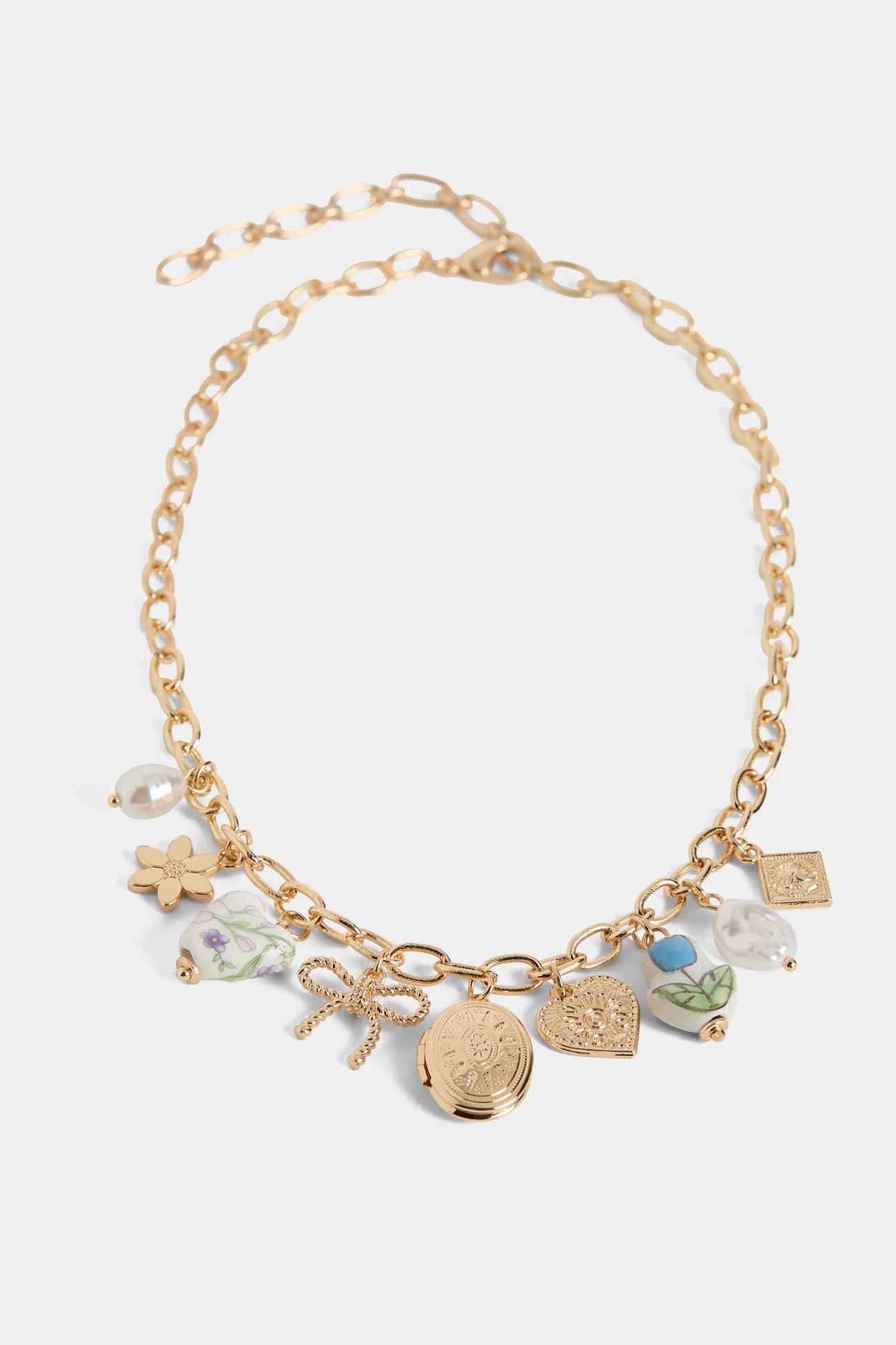 Charming Blossom Locket Necklace - Blue Tullip