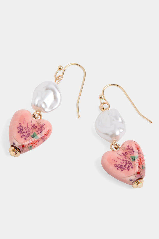 Charming Blossom Earrings - Pink Heart