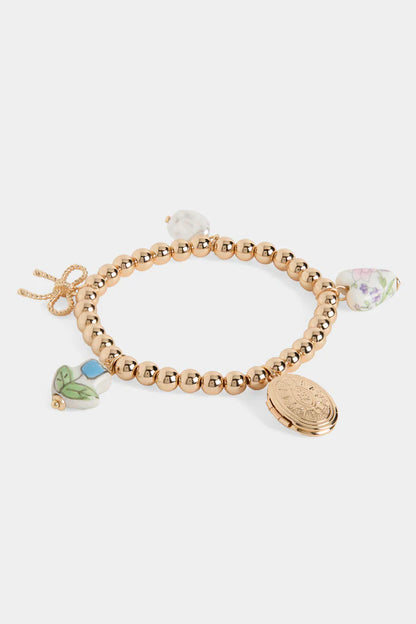 Charming Blossom Stretch Locket Bracelet - blue
