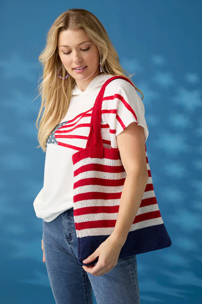 America Striped Shopper Tote