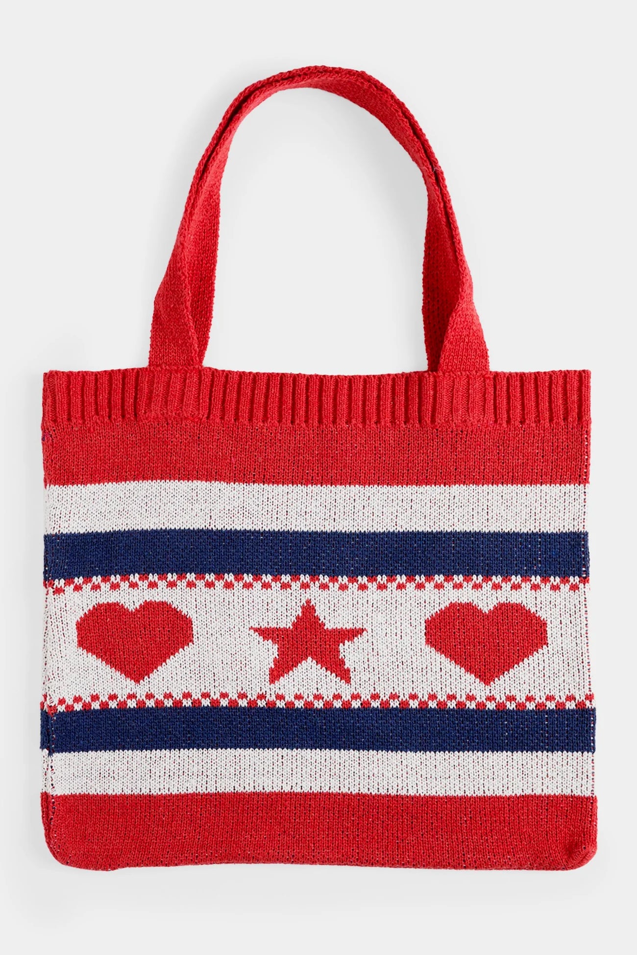 America Striped Shopper Tote with hearts and star