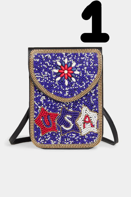 Artisan Beaded Crossbody Bag - USA