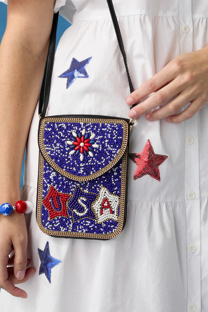 Artisan Beaded Crossbody Bag - USA