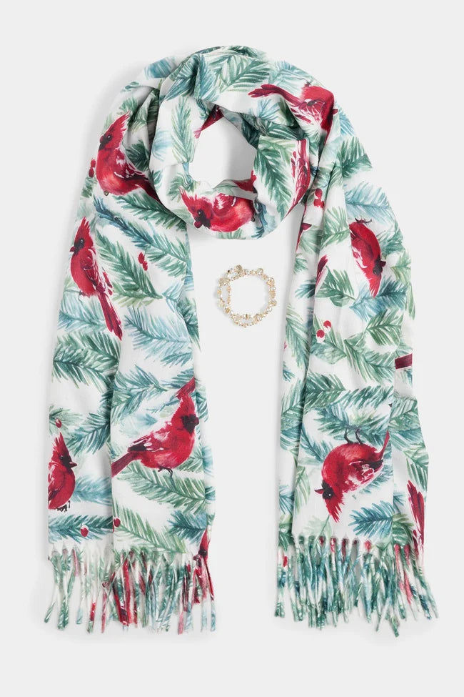Cardinal Scarf + Bracelet Set