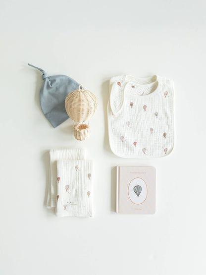 2 Pc Muslin Bibs Hot Air Balloon Truffle + Coconut