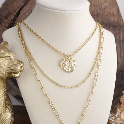 PennyLine inc - Treasure Trio – 3-in-1 Layered Hammered Coins Necklace