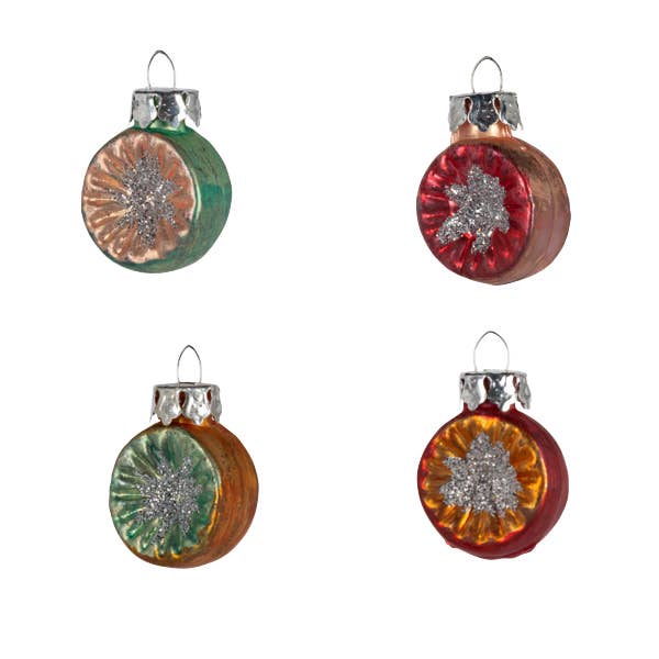 Mini Glass Reflector Ornaments, Boxed Set of 8, 1"H