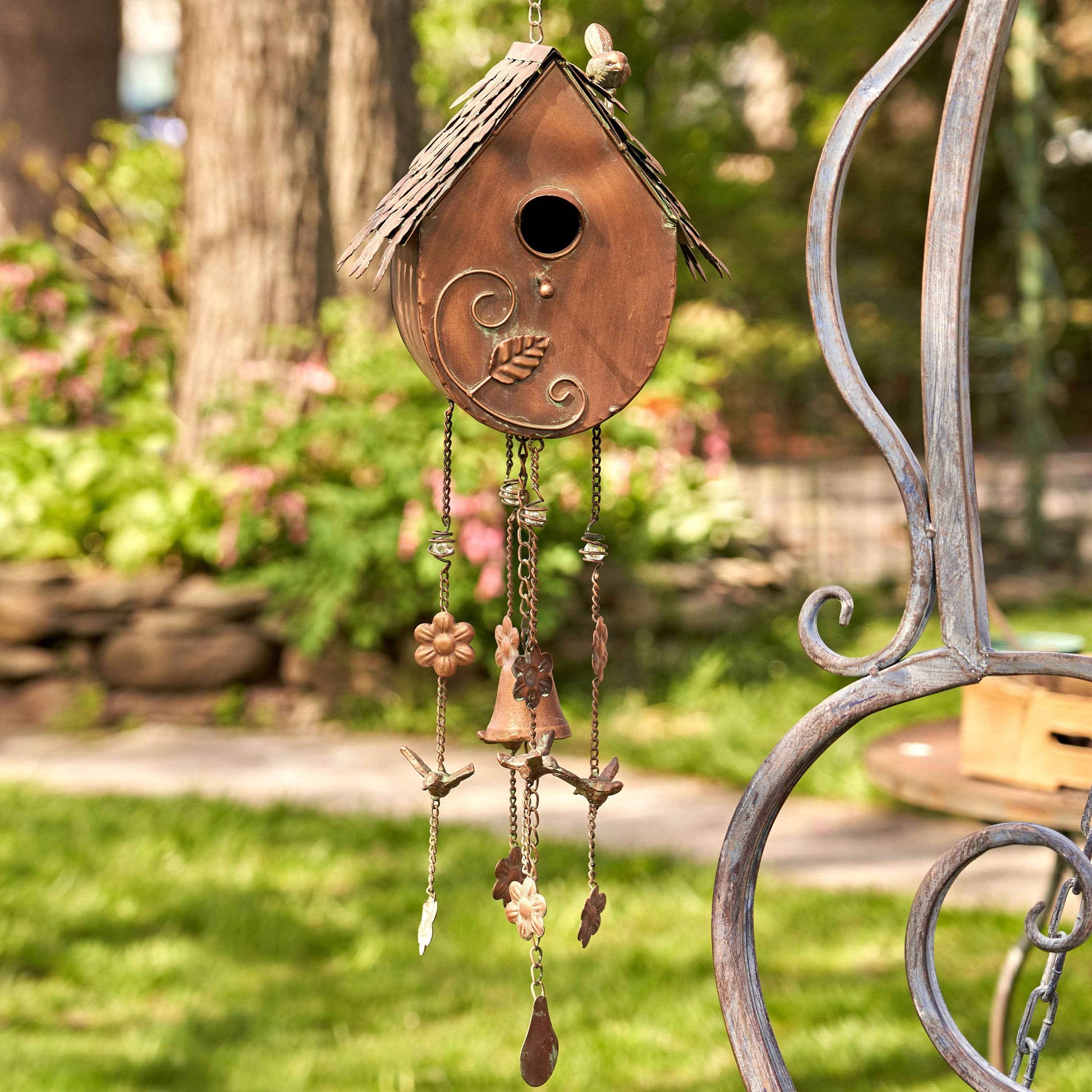 Antique Copper Hanging Birdhouse Wind Chime -4 Style Options: Farm House