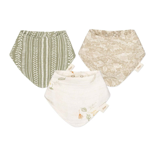 Crane Baby - Willow Sage Muslin Cotton Bandana Baby Bib (3 Pack)