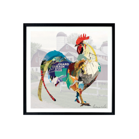 3D Collage Art | Rooster (26"x26")