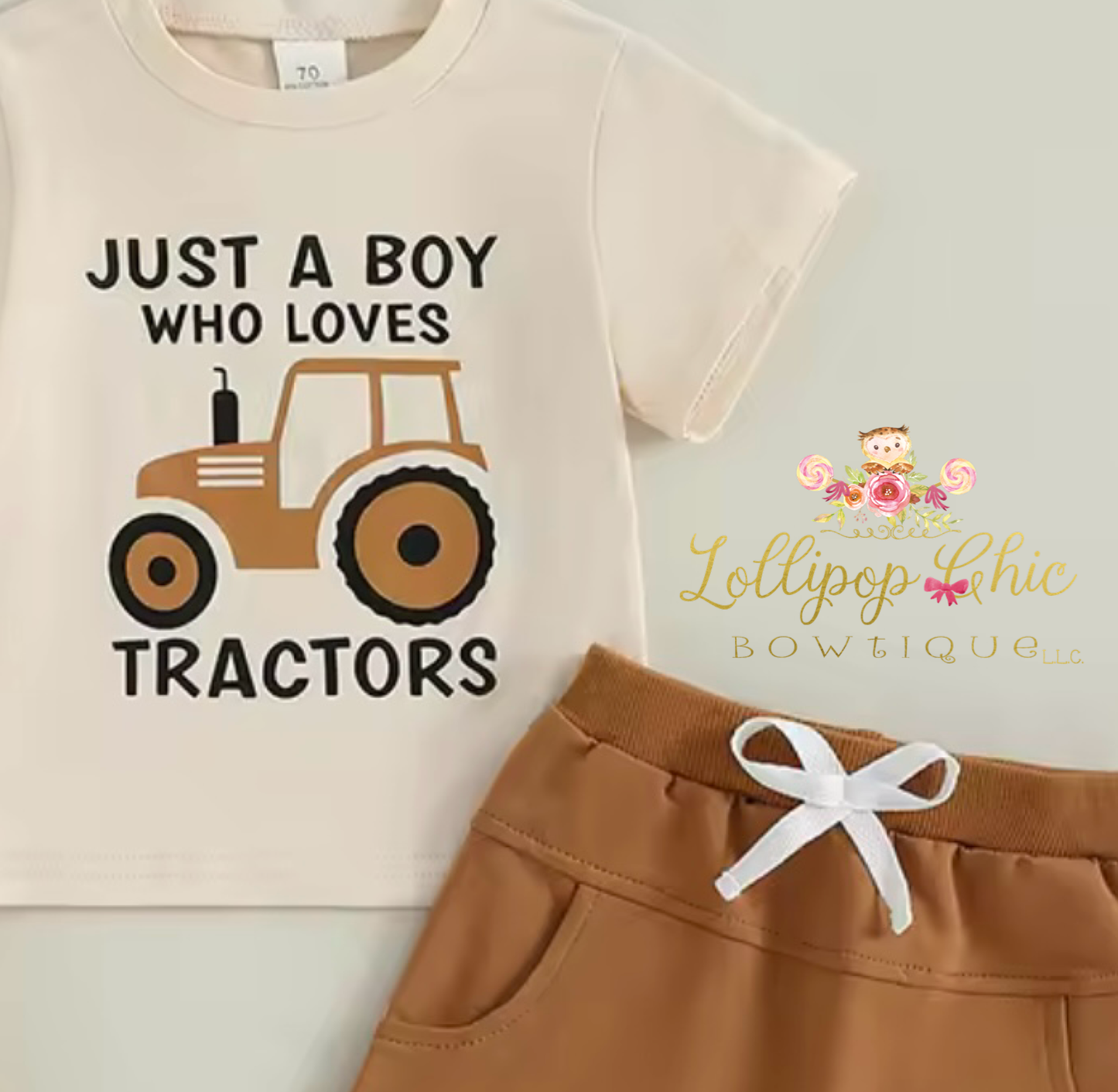Baby Boy and Toddler Tractor Farm Short Set: Blue