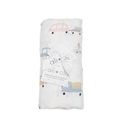 Bamboo Muslin Swaddle Blanket Automobile