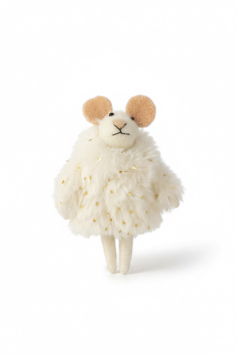 Felt Mouse in Plush Coat Ornament-4.75"