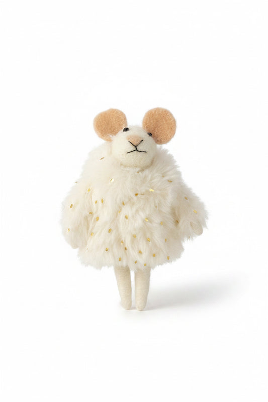 Felt Mouse in Plush Coat Ornament-4.75"