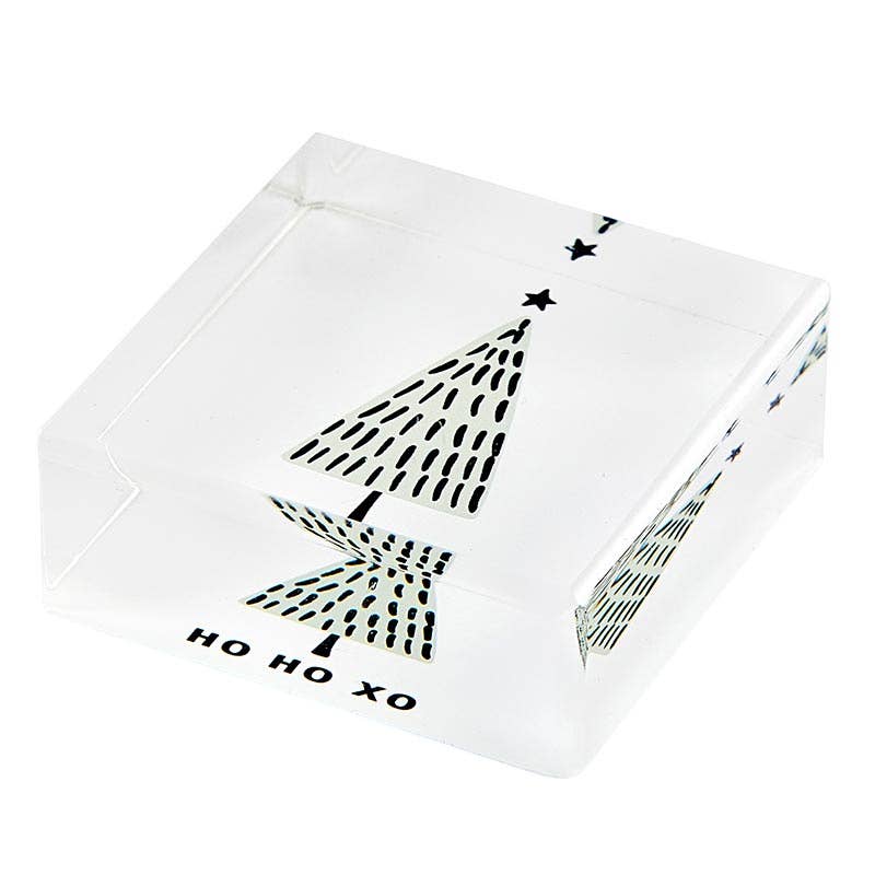 2" Ho Ho XO Sq Lucite Block