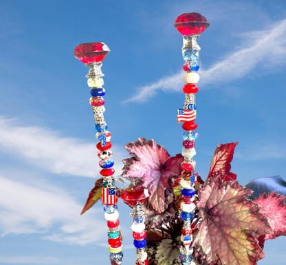 Red, White, Blue Patriotic Garden Stakes 7 inch