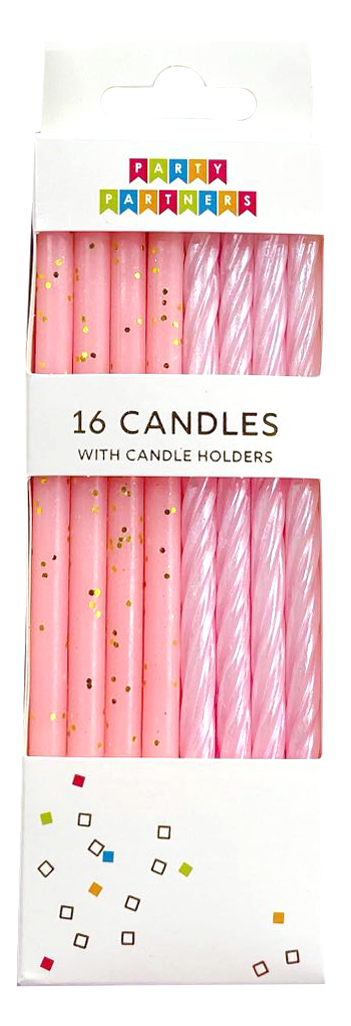 Juego de 16 velas con degradado rosa