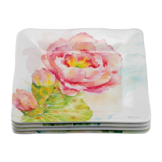 4-Piece Cactus Melamine 6" Tidbit Plate