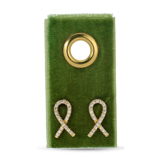 Pave Ribbon Studs On Velvet Gift Tag -Splendid Iris