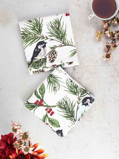 Chickadee Tea Towel Set of 2 - Ivory