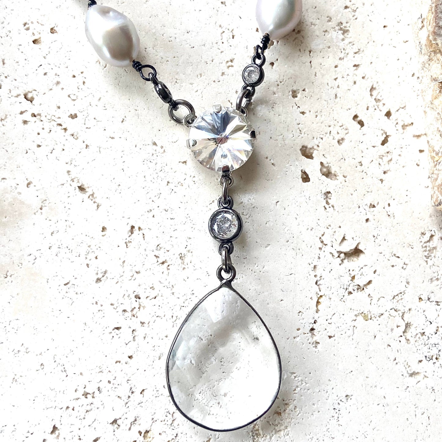 Pearl necklace boutique jewelry bridal silver ocean beach