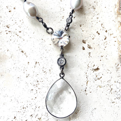 Pearl necklace boutique jewelry bridal silver ocean beach