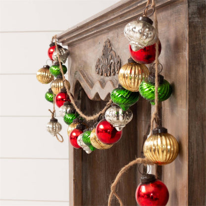 Garland - Mercury Glass Multi Colored Ornaments