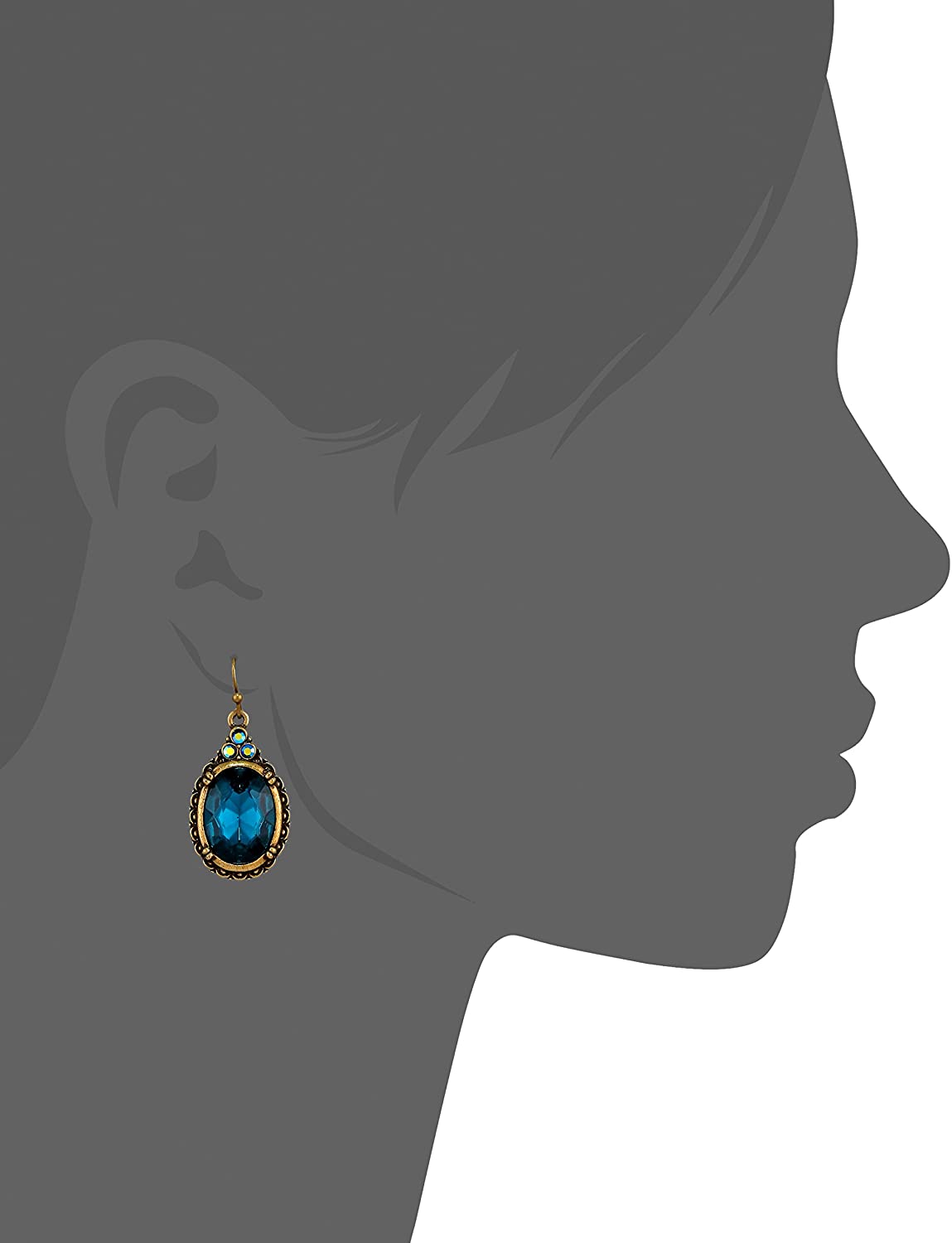 1928 Jewelry - 1928 Jewelry Antique Inspired Oval Crystal Drop Wire