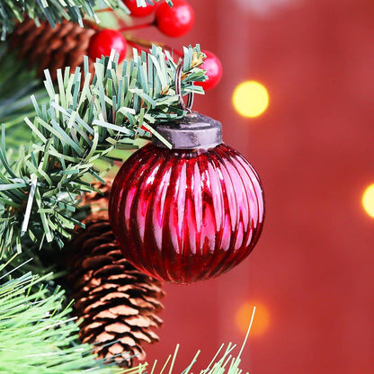 Christmas  Red Glass Ornaments- Set of 12