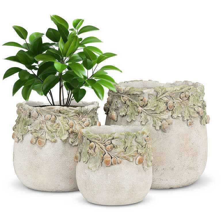 Oak Leaves & Acorns Planter