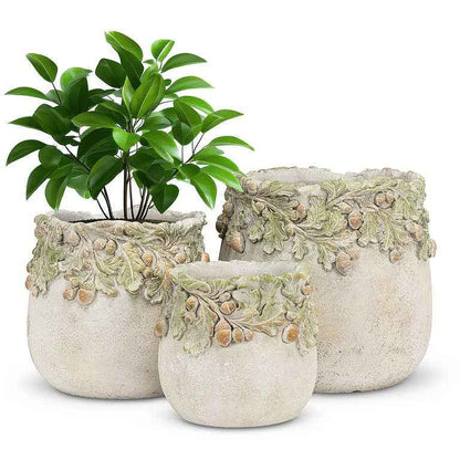 Oak Leaves & Acorns Planter