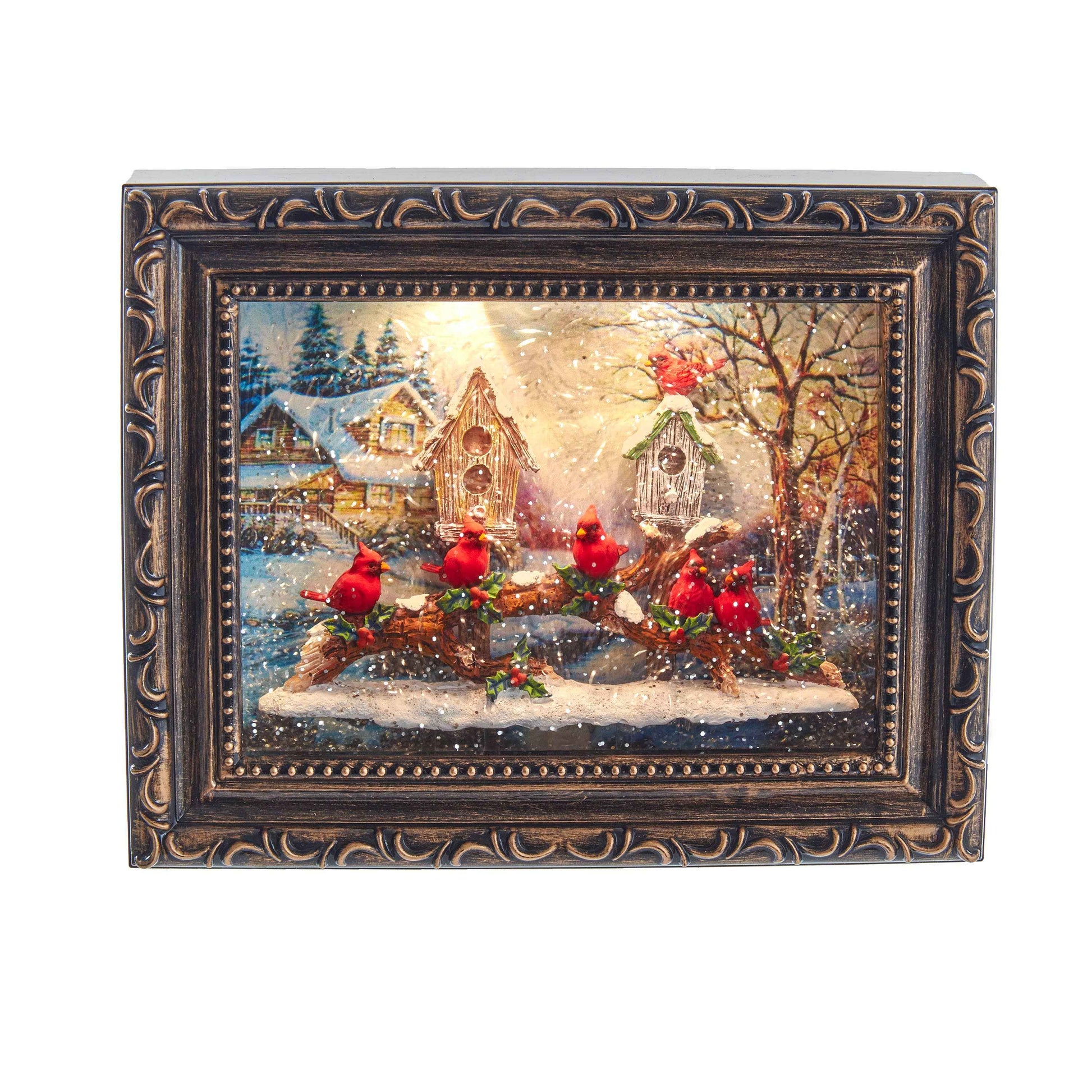 Battery Operated Musical Water Cardinals Frame