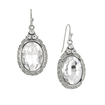 1928 Jewelry - 1928 Jewelry Antique Inspired Oval Crystal Drop Wire