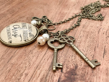 Ivy Barn Designs - Todo lo puedo en Cristo Filipenses 4:13 collar