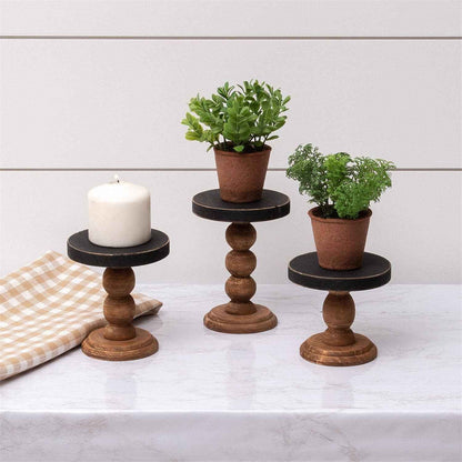 Mini Risers - Black Top Wood Base (Set Of 03)