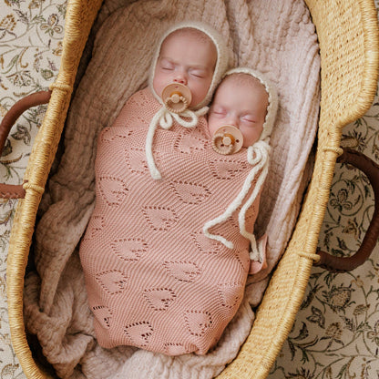 Receiving Swaddle Baby Blanket - Heart: Cream