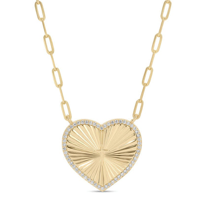 Iris espléndido - Collar con clip de papel y corazón con detalles de cruz pavé