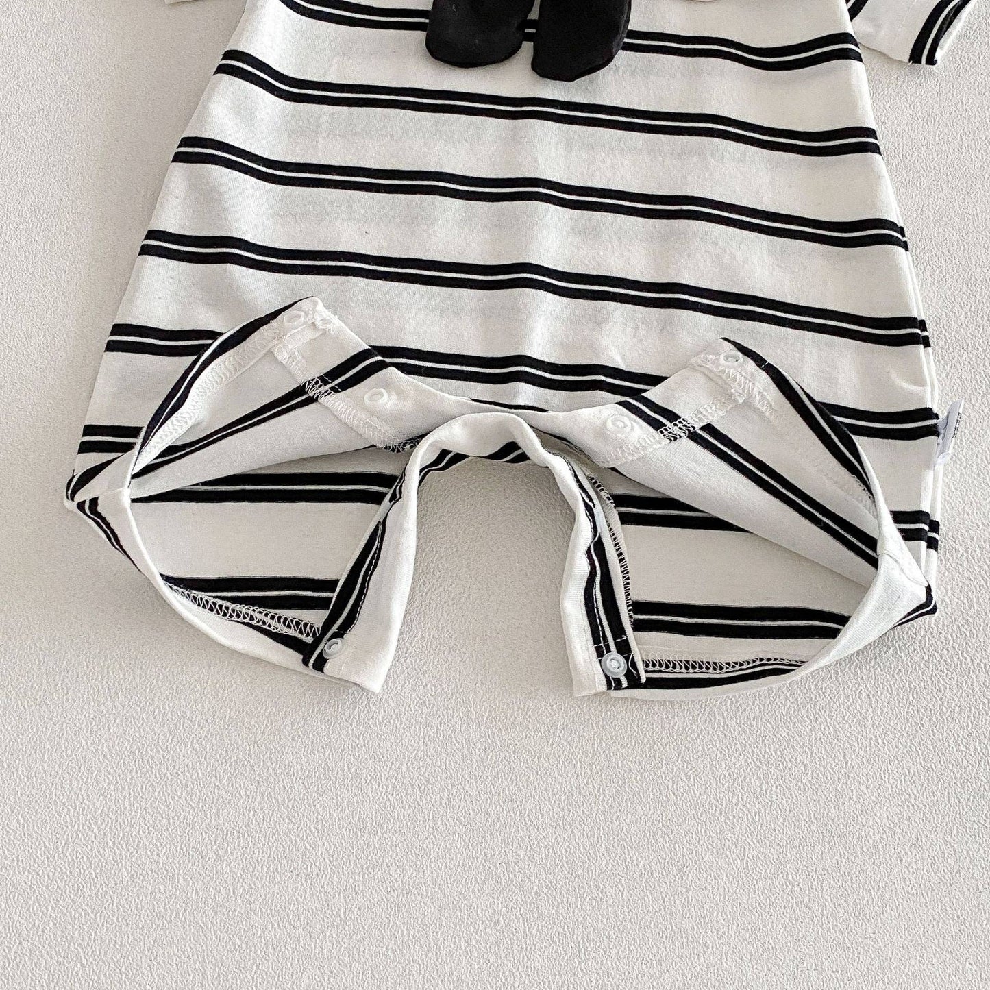 Baby Short Sleeve Striped Panda Romper