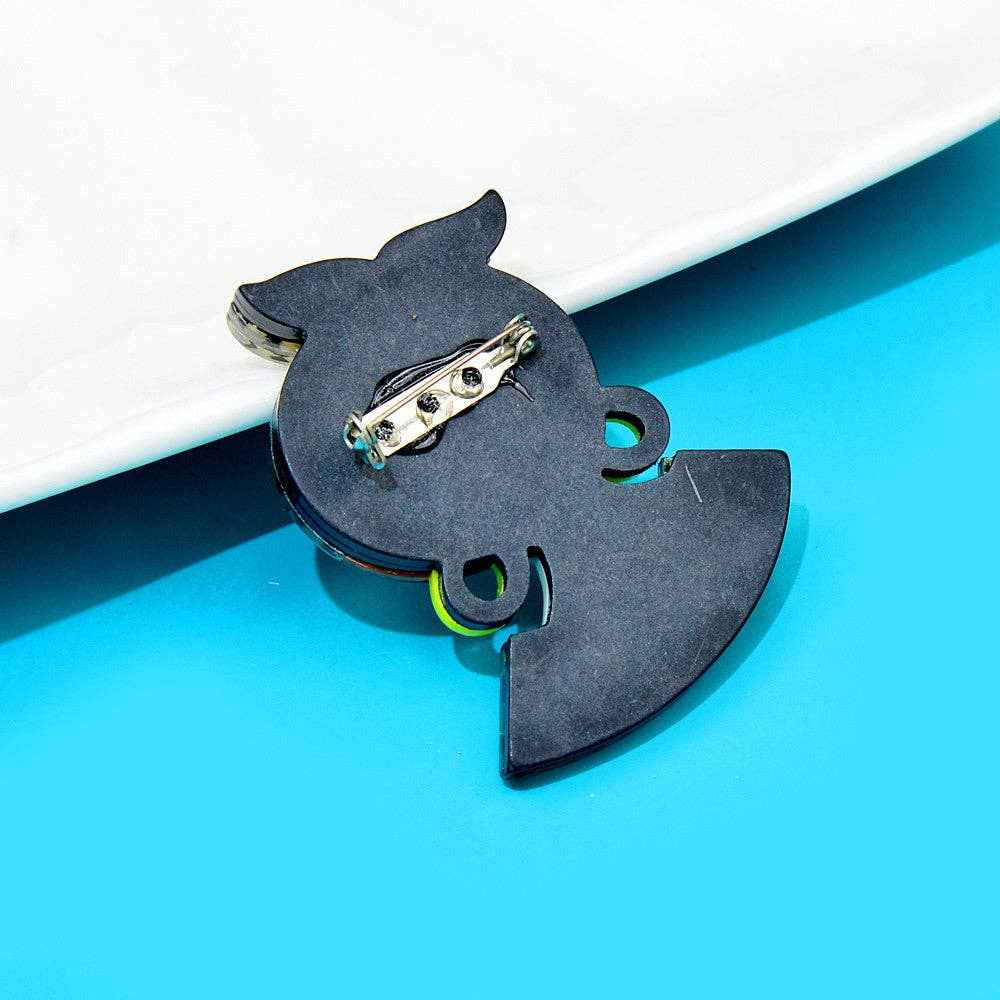 Glasses Girl Acrylic Brooch PA4087: Orange