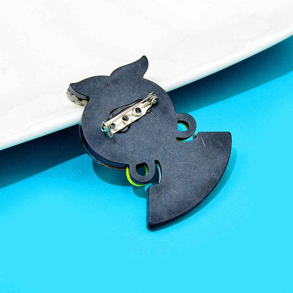 Glasses Girl Acrylic Brooch PA4087: Orange