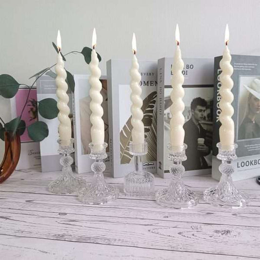 2-Pack Spring New White 7inch Spiral Taper Holiday Candles