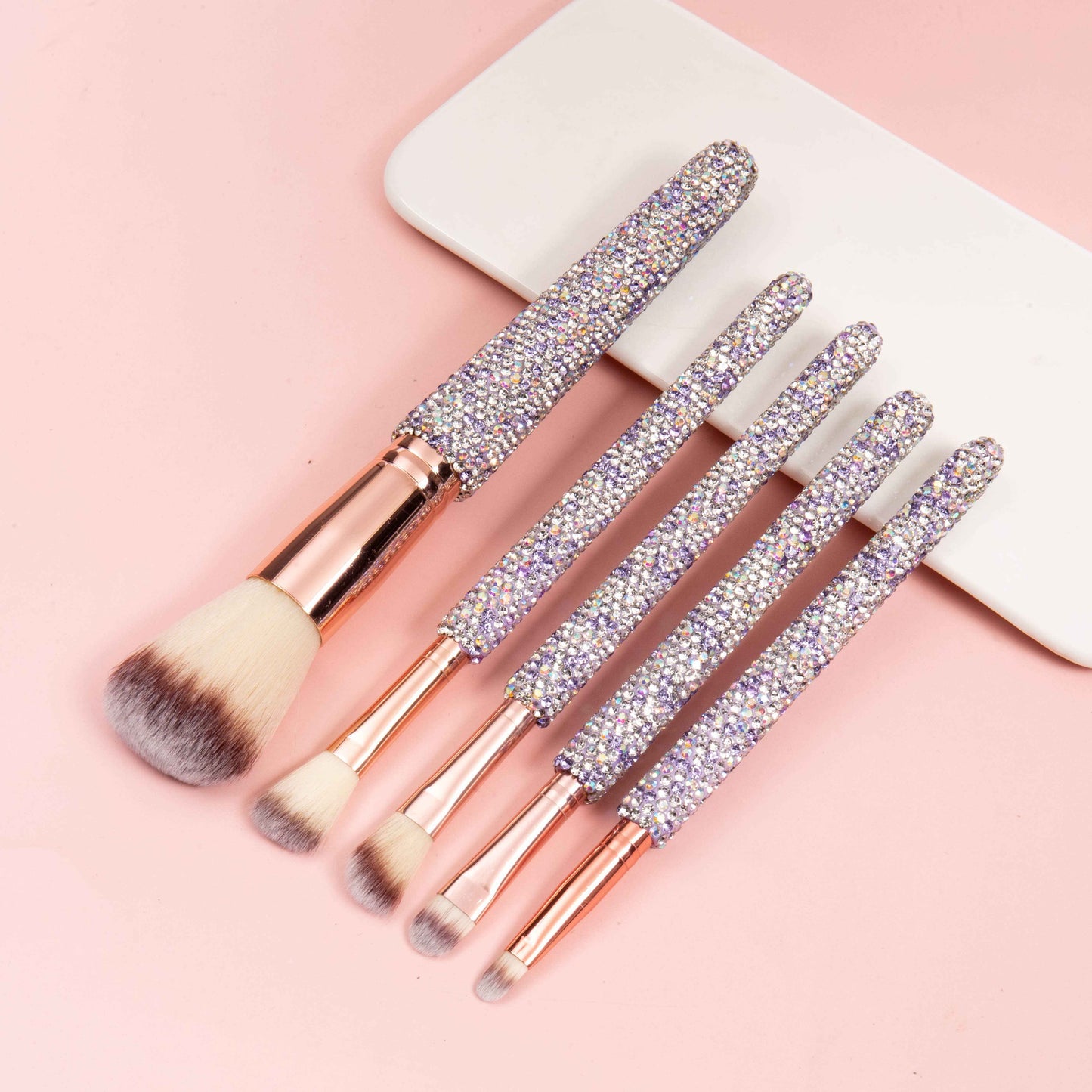 5PCS Ceramic Rhinestone Make Up Brush Set CR0016: Gold